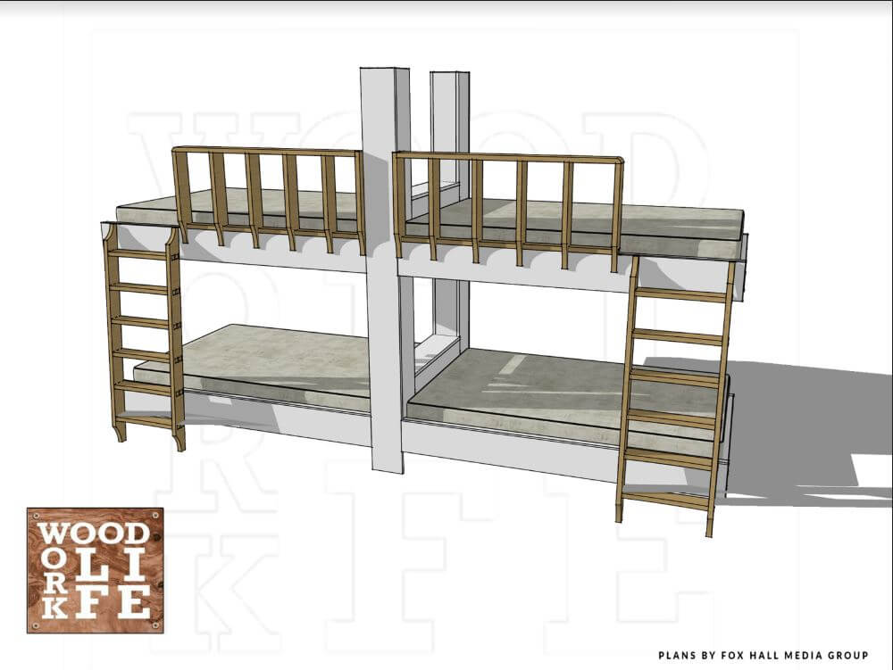 Diy Built In Quad Bunk Bed Plans Wood, Bunk Bed Plans Pdf